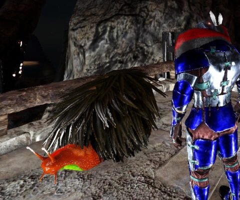 アフリカマイマイにギリー帽子