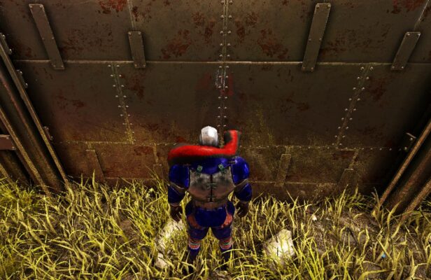 未塗装の金属の壁