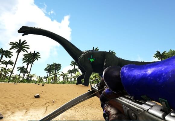 クロスボウで石の矢撃ち