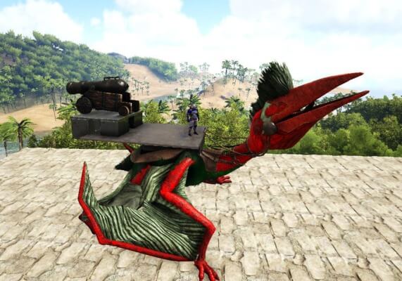 ケツァルコアトルスのサドルに大砲設置