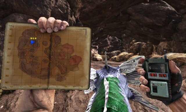 岩山の洞窟入口の座標